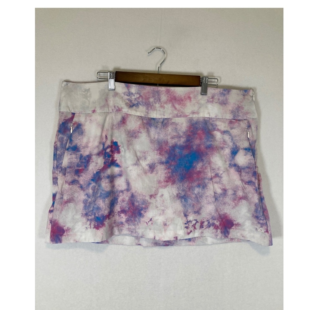 Tie Dye Tek Gear Womens 1X Purple Blue Pink Athletic Golf Tennis Skort Zipper